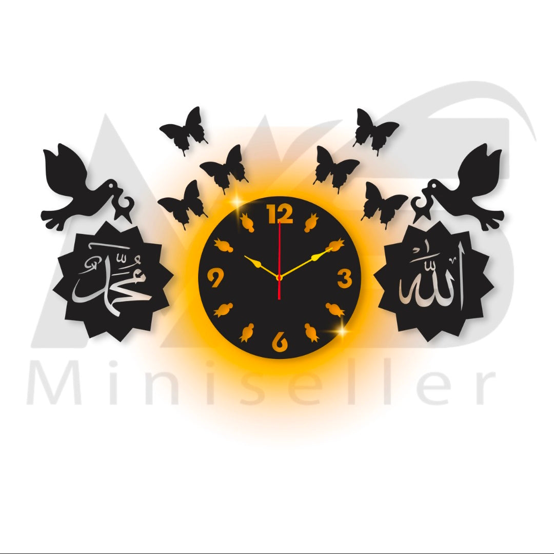 Wooden laser cut AM wall clock - Black MDF,Unique design,Wall clock,Large size,Affordable decor