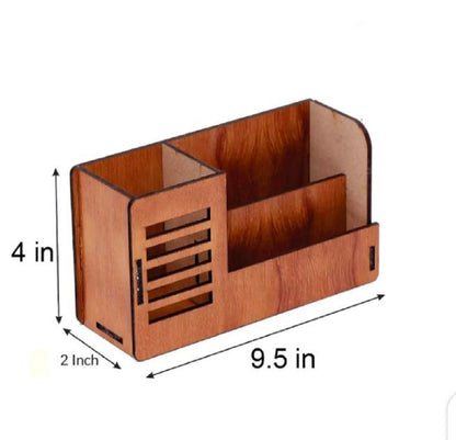Wooden desk organizers with mobile stand and visiting card holder