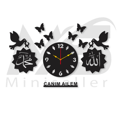 Wooden laser cut AM wall clock - Black MDF,Unique design,Wall clock,Large size,Affordable decor