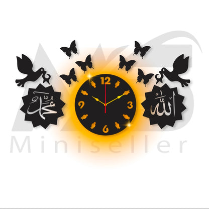 Wooden laser cut AM wall clock - Black MDF,Unique design,Wall clock,Large size,Affordable decor