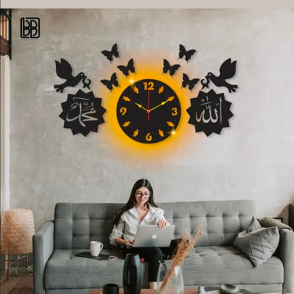 Wooden laser cut AM wall clock - Black MDF,Unique design,Wall clock,Large size,Affordable decor
