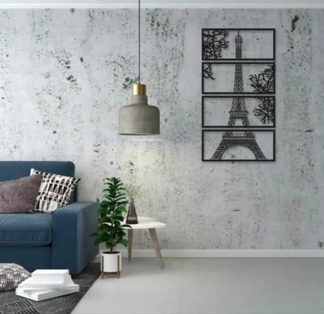 Laser Cut Wooden Eiffel Tower Wall Art – 4-Piece Set, Black MDF, Large Size