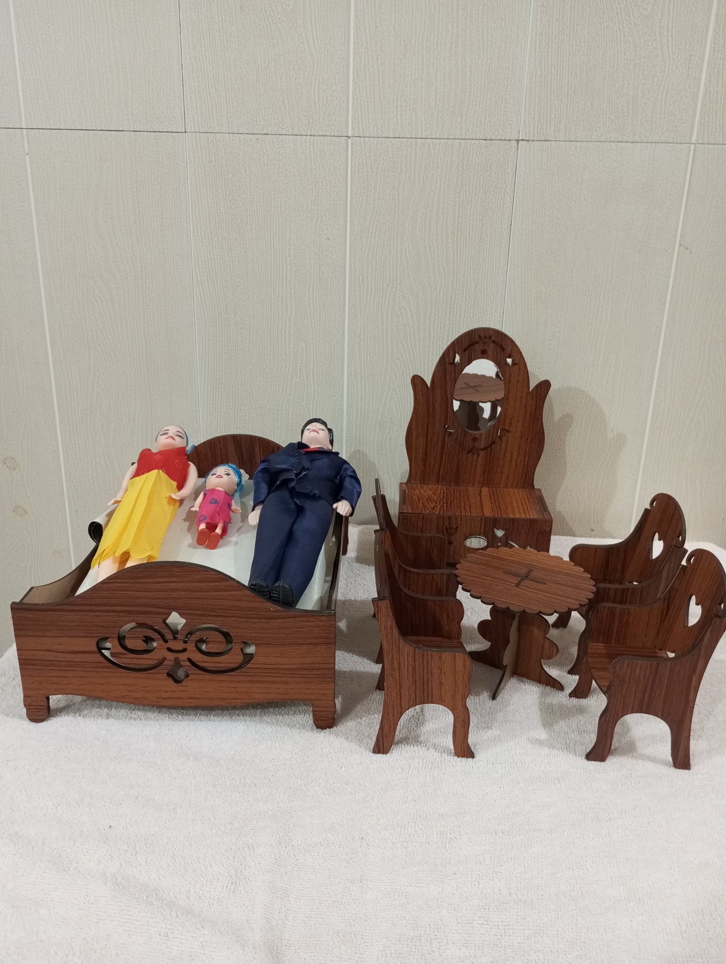 Wooden toy baby furniture set with dolls family for kids.wooden all in one toy set,bed set,chair set,sofa set,playset ,DOLLHOUSE SET for kids
